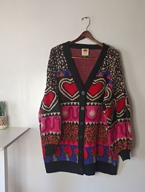 Farm Rio Ainika Graphic Elements Cardigan Oversized Small